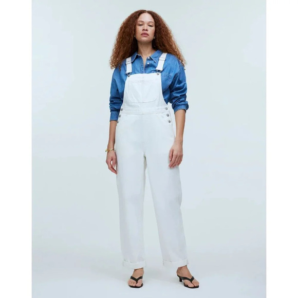 Madewell Denim - Madewell Denim Oversized Carpenter Overalls, White, Size XL
